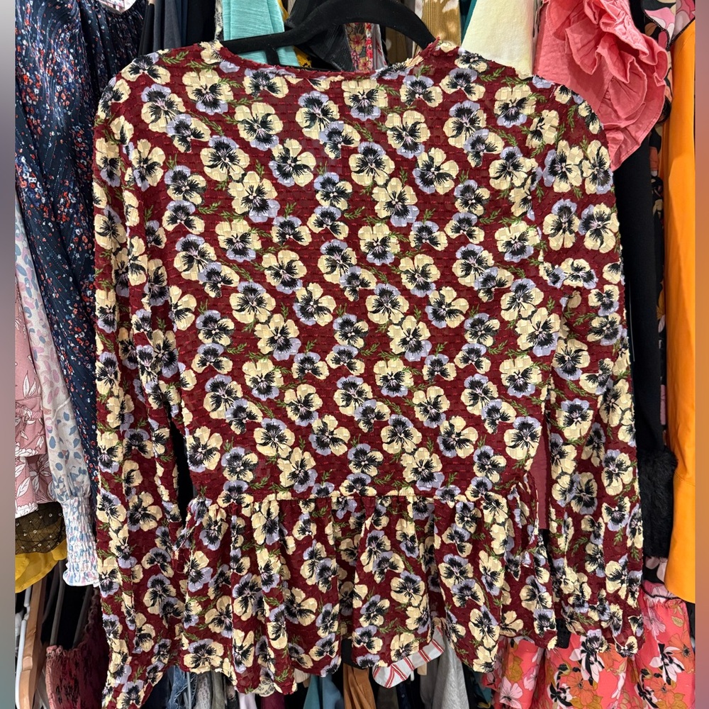 MADEWELL PEONY Floral Print Peplum Top - Picture 6 of 7